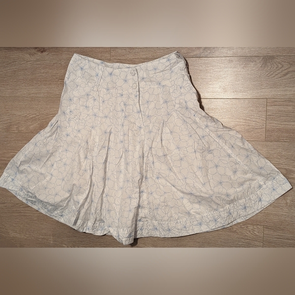 Esprit White A-Line Skirt with Blue Floral Pattern - Picture 1 of 5